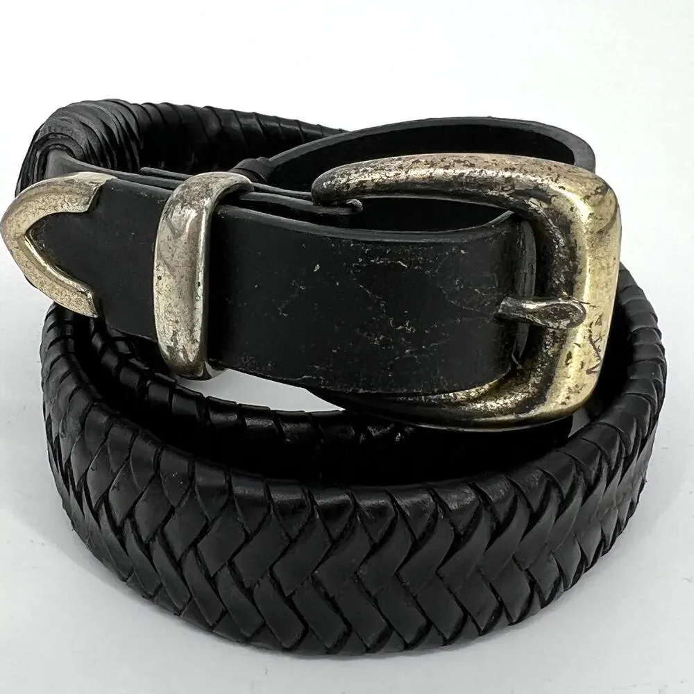 Genuine Leather Braided Belt Black 39